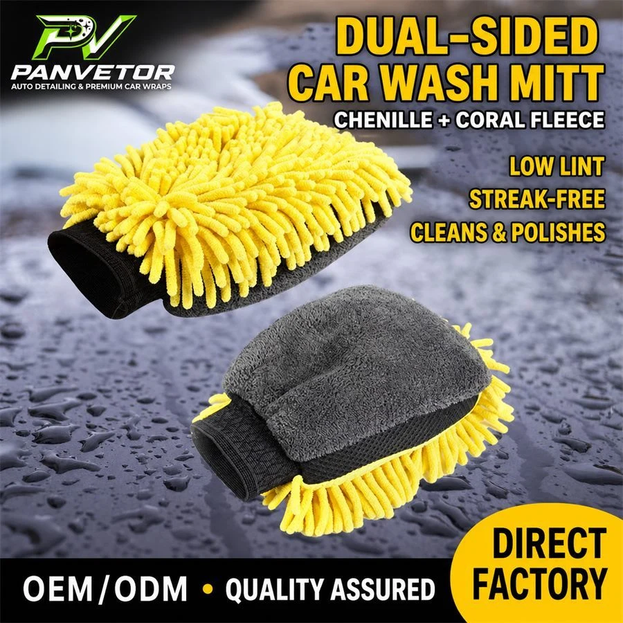 Chenille & Coral Fleece Combo Mitt